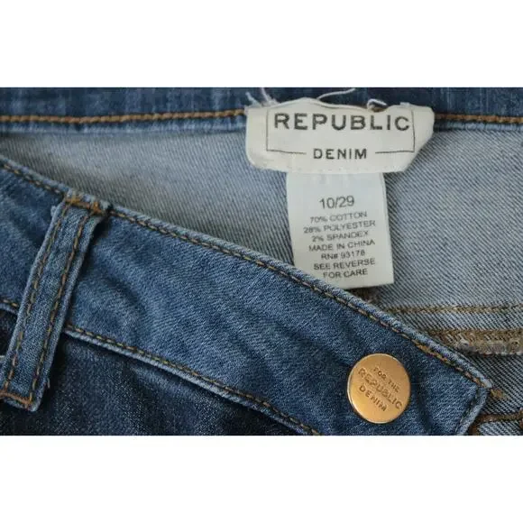 For The Republic Two Tone Denim Ankle Jeans Raw Hem Women 10 / 29 Blue Pants - Picture 9 of 10